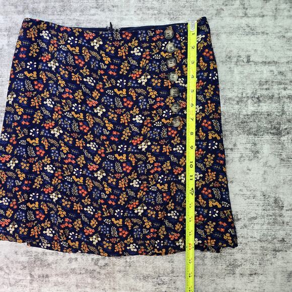 Madewell Skirt Womens 0 Blue Floral Button Front A Line Lined Fall Viscose Cute - Picture 6 of 12